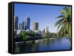 The Yarra River and City Buildings from Princes Bridge, Melbourne, Victoria, Australia-Richard Nebesky-Framed Stretched Canvas