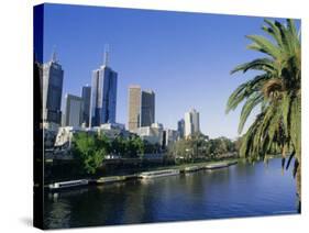 The Yarra River and City Buildings from Princes Bridge, Melbourne, Victoria, Australia-Richard Nebesky-Stretched Canvas