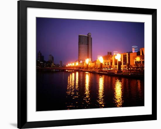 The Yarra River with Fire Displays on Melbourne's Southbank Promenade, Melbourne, Australia-Manfred Gottschalk-Framed Photographic Print