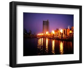 The Yarra River with Fire Displays on Melbourne's Southbank Promenade, Melbourne, Australia-Manfred Gottschalk-Framed Photographic Print