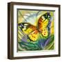 The Yellow-Red Butterfly In Flight-balaikin2009-Framed Art Print