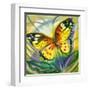 The Yellow-Red Butterfly In Flight-balaikin2009-Framed Art Print