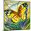 The Yellow-Red Butterfly In Flight-balaikin2009-Mounted Art Print