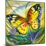 The Yellow-Red Butterfly In Flight-balaikin2009-Mounted Art Print