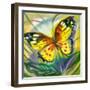 The Yellow-Red Butterfly In Flight-balaikin2009-Framed Art Print