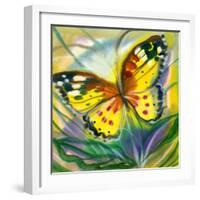 The Yellow-Red Butterfly In Flight-balaikin2009-Framed Art Print