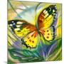 The Yellow-Red Butterfly In Flight-balaikin2009-Mounted Art Print