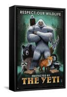 The Yeti and Wildlife-Lantern Press-Framed Stretched Canvas