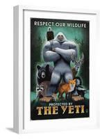 The Yeti and Wildlife-Lantern Press-Framed Art Print