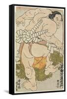 The Yokozuna Wrestler Shiranui Dakuemon of the Higo Stable, 1830-1844-Utagawa Kunisada-Framed Stretched Canvas