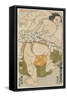 The Yokozuna Wrestler Shiranui Dakuemon of the Higo Stable, 1830-1844-Utagawa Kunisada-Framed Stretched Canvas