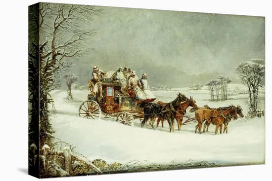 The York to London Royal Mail on the Open Road in Winter-Henry Thomas Alken-Stretched Canvas