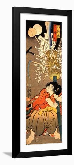 The Young Benkei Holding a Pole-Kuniyoshi Utagawa-Framed Premium Giclee Print