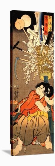 The Young Benkei Holding a Pole-Kuniyoshi Utagawa-Stretched Canvas