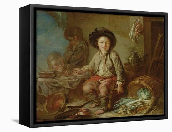 The Young Chimney Sweep's Dinner (Oil on Canvas)-French School-Framed Stretched Canvas