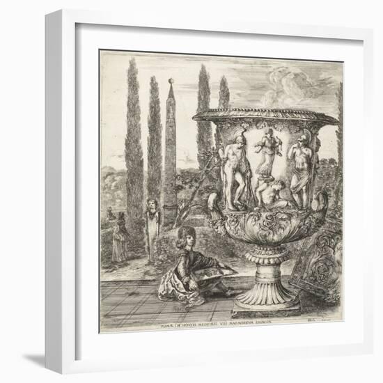 The Young Cosimo III de Medici drawing the Medici vase, 1656-Stefano Della Bella-Framed Giclee Print