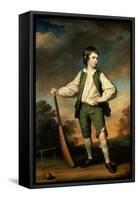 The Young Cricketer: Portrait of Lewis Cage, Full-Length, in a Green Waistcoat and Breeches-Francis Cotes-Framed Stretched Canvas