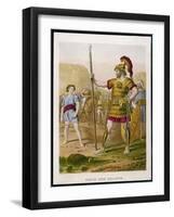 The Young David Challenges the Mighty Goliath-null-Framed Art Print