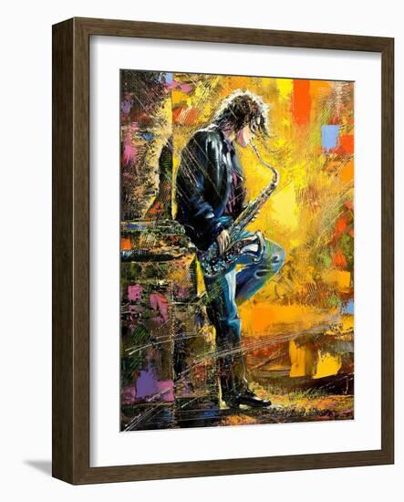 The Young Guy Playing A Saxophone-balaikin2009-Framed Art Print