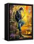 The Young Guy Playing A Saxophone-balaikin2009-Framed Stretched Canvas