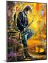 The Young Guy Playing A Saxophone-balaikin2009-Mounted Art Print