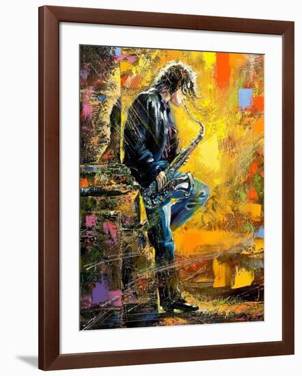 The Young Guy Playing A Saxophone-balaikin2009-Framed Art Print