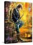 The Young Guy Playing A Saxophone-balaikin2009-Stretched Canvas