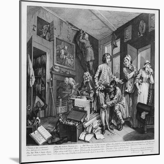 The Young Heir Takes Possession of the Miser's Effects, Plate I from 'A Rake's Progress', 1735-William Hogarth-Mounted Giclee Print