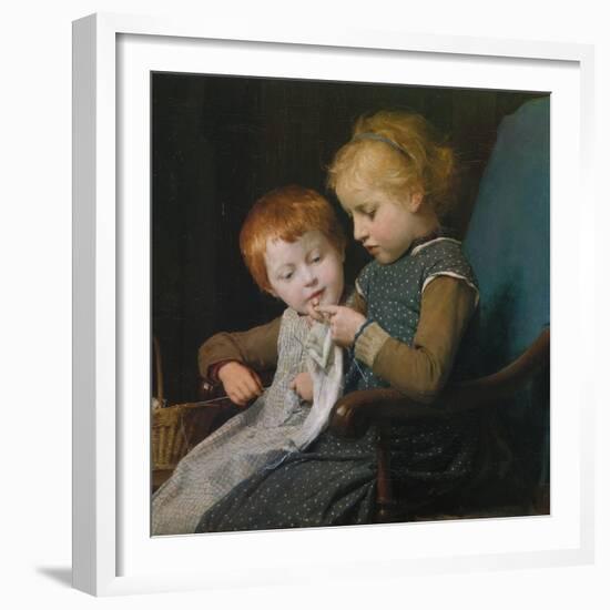 The Young Knitters-Albert Anker-Framed Giclee Print