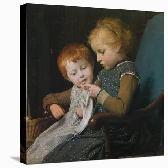 The Young Knitters-Albert Anker-Stretched Canvas