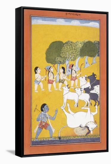 The Young Krishna Kills the Demon Vatsasura-null-Framed Stretched Canvas