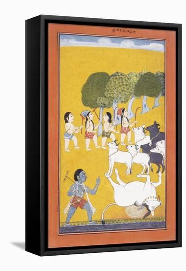 The Young Krishna Kills the Demon Vatsasura-null-Framed Stretched Canvas