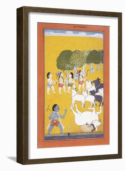 The Young Krishna Kills the Demon Vatsasura-null-Framed Giclee Print