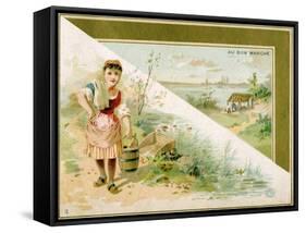 The Young Laundress, Bon Marché Promotional Card, C.1900-null-Framed Stretched Canvas