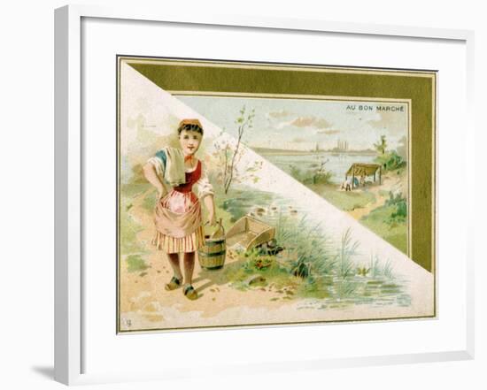 The Young Laundress, Bon Marché Promotional Card, C.1900-null-Framed Giclee Print