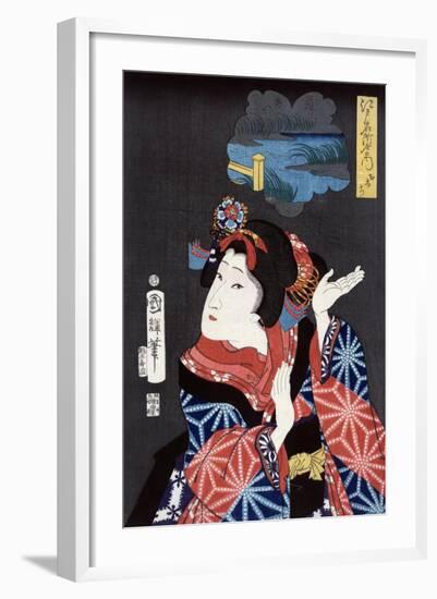 The Young Maiden Oshichi, Japanese Wood-Cut Print-Lantern Press-Framed Art Print