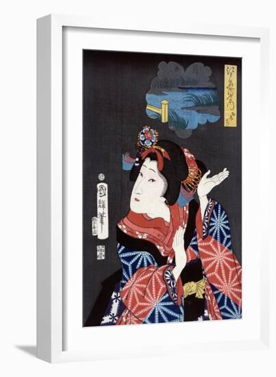 The Young Maiden Oshichi, Japanese Wood-Cut Print-Lantern Press-Framed Art Print