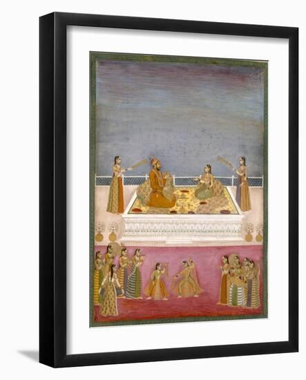 The Young Mughal Emperor Muhammad Shah at a Nautch Performance (1719-48), C.1725-Mughal-Framed Giclee Print