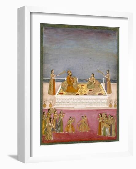 The Young Mughal Emperor Muhammad Shah at a Nautch Performance (1719-48), C.1725-Mughal-Framed Giclee Print