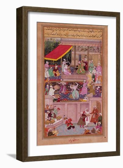 The Young Prince with His Parents, from the 'Akbarnama' (Vellum)-Persian-Framed Giclee Print
