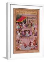 The Young Prince with His Parents, from the 'Akbarnama' (Vellum)-Persian-Framed Giclee Print