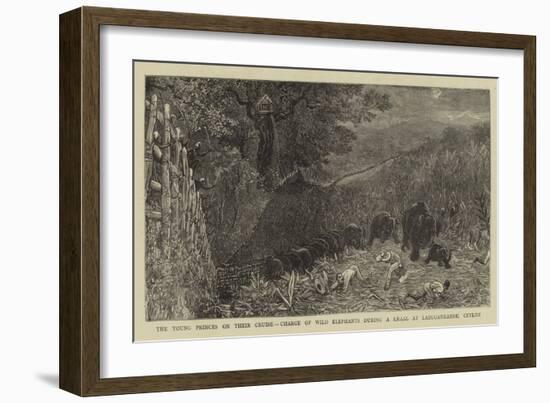 The Young Princes on their Cruise, Charge of Wild Elephants During a Kraal at Labugankande, Ceylon-null-Framed Giclee Print