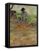 The Young Routy, a Farmboy Who Worked at the Family's Estate in Celeyran, 1883-Henri de Toulouse-Lautrec-Framed Stretched Canvas