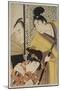 The Young Samurai, Rikiya, with Konami and Honzo Partly Hidden Behind the Door-Kitagawa Utamaro-Mounted Giclee Print