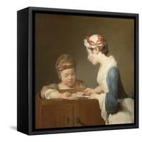 The Young Schoolmistress, 1740-Jean-Baptiste Simeon Chardin-Framed Stretched Canvas
