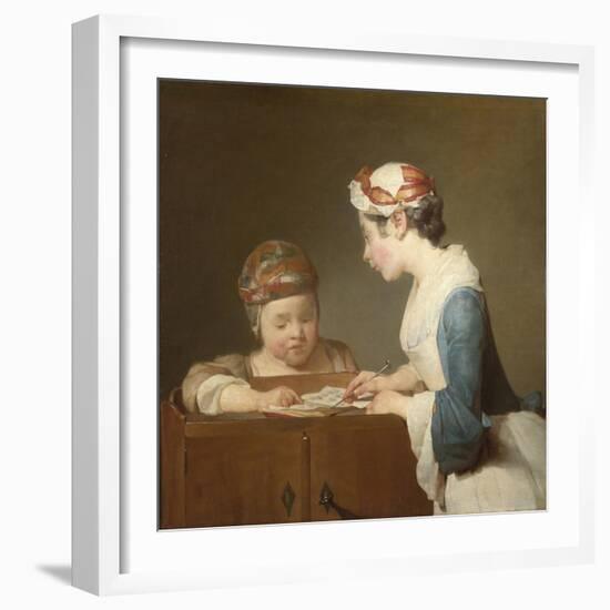 The Young Schoolmistress, 1740-Jean-Baptiste Simeon Chardin-Framed Giclee Print