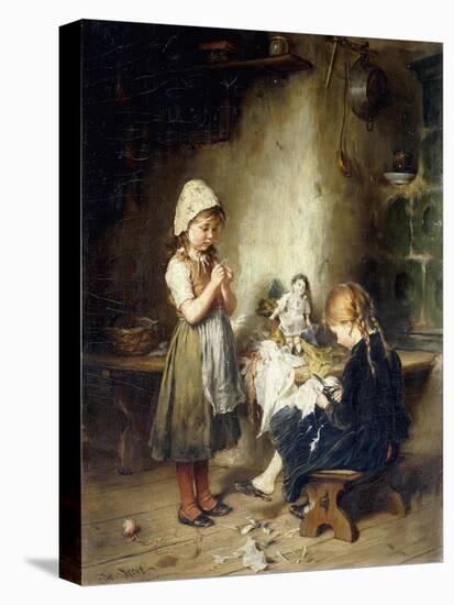 The Young Seamstresses-Heinrich Hirt-Stretched Canvas