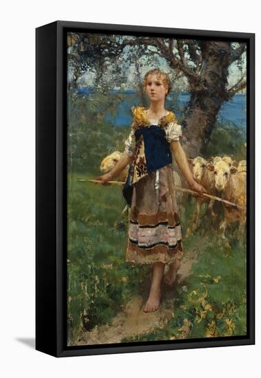 The Young Shepherdess-Francesco Paolo Michetti-Framed Stretched Canvas