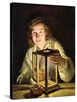 The Young Stableboy with a Stable Lamp, 1824-Ferdinand Georg Waldmuller-Stretched Canvas