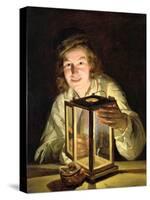 The Young Stableboy with a Stable Lamp, 1824-Ferdinand Georg Waldmuller-Stretched Canvas